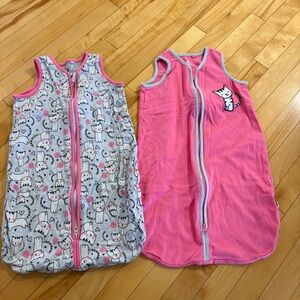 Snugabye Sleep Sack 2 Pack Wearable Blankets in Pink Gray Kitten Cat Size 9-12M
